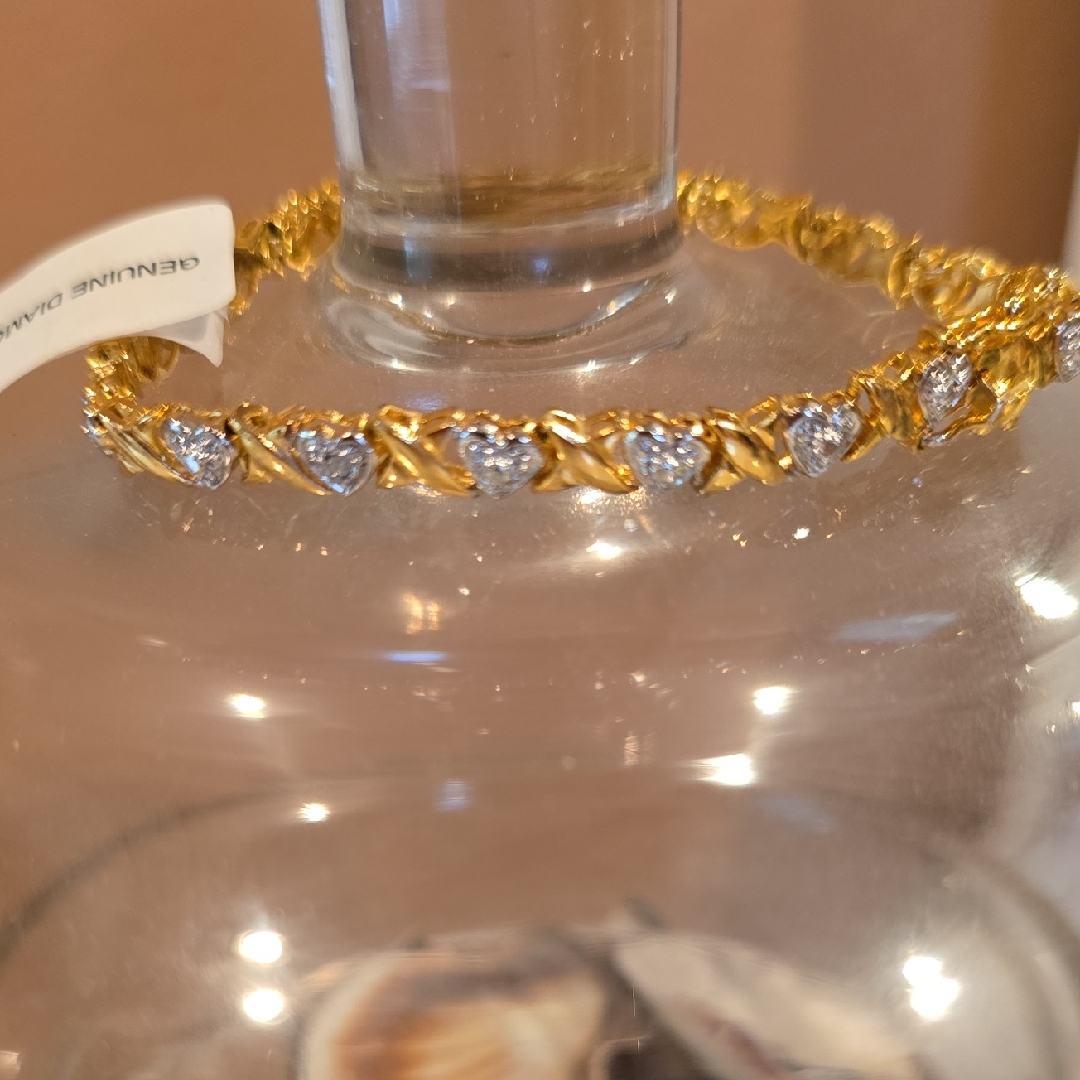 Gold And Silver Heart Bracelet 925 Nwt